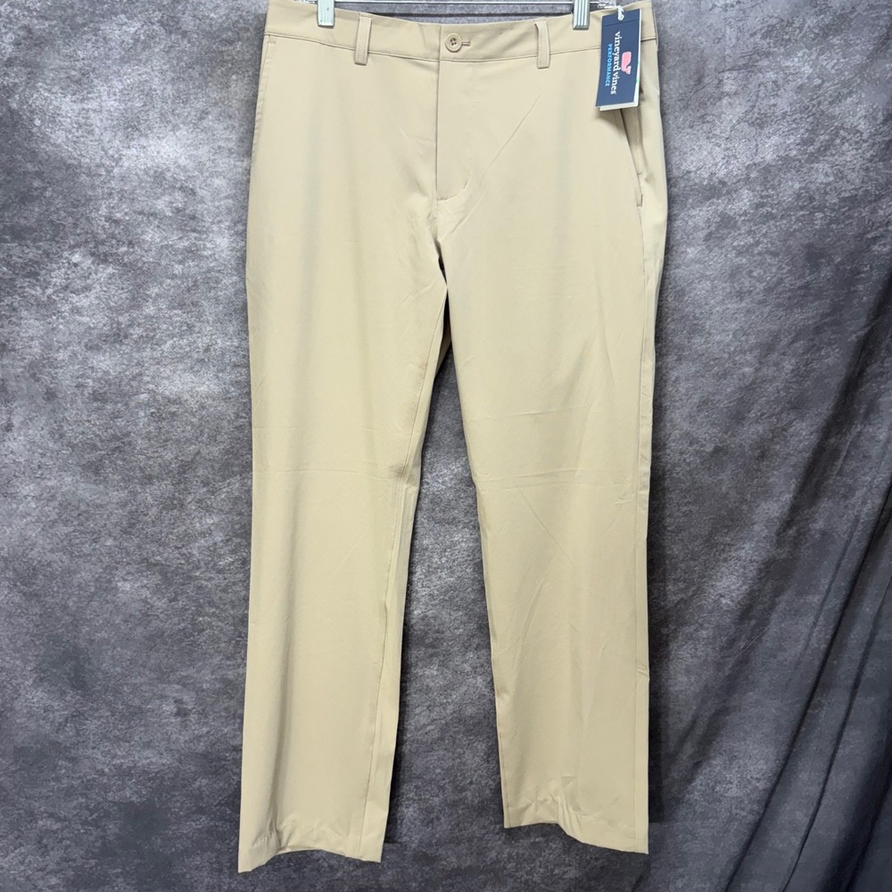Vineyard Vines Mens Performance Breaker Pants Mens 32 Khaki Tan Golf Preppy